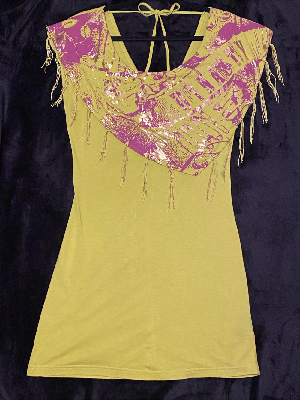 Rocawear Lime Tunic with Pink Graphic Fringe